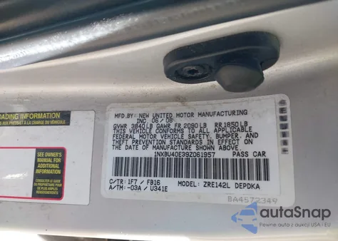 2009 Toyota Corolla Le from USA, damaged, VIN 1NXBU40E39Z061957
